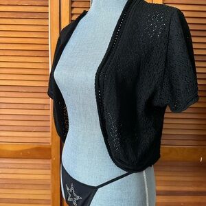 Y2K Open Knit Shrug Short Sleeve Cardigan